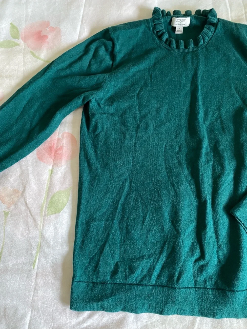 J.Crew Factory Cotton Ruffleneck Sweater Size Small